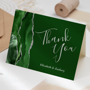 Cartão Casamento de Prata de Agata Verde Hunter Obrigado