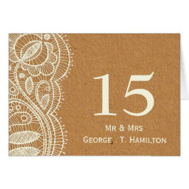 Cartão Casamento de rendas e papel Kraft