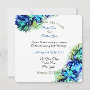 Cartão Casamento de Tera Azul-Turquesa Moderno