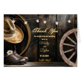 Cartão Casamento de Wood do Country Boots Hat & Barn Obri