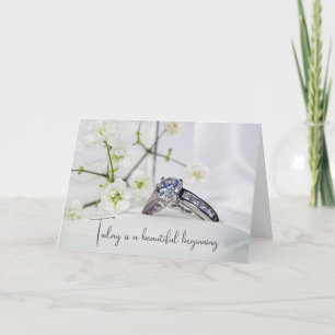 Cartão Casamento Diamante e Flores