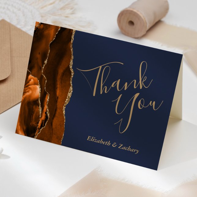 Cartão Casamento Dourado de Marinho de Agata Laranja Quei (Criador carregado)