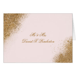 Cartão Casamento Elegante de Brilhante Dourado Glitter Sp