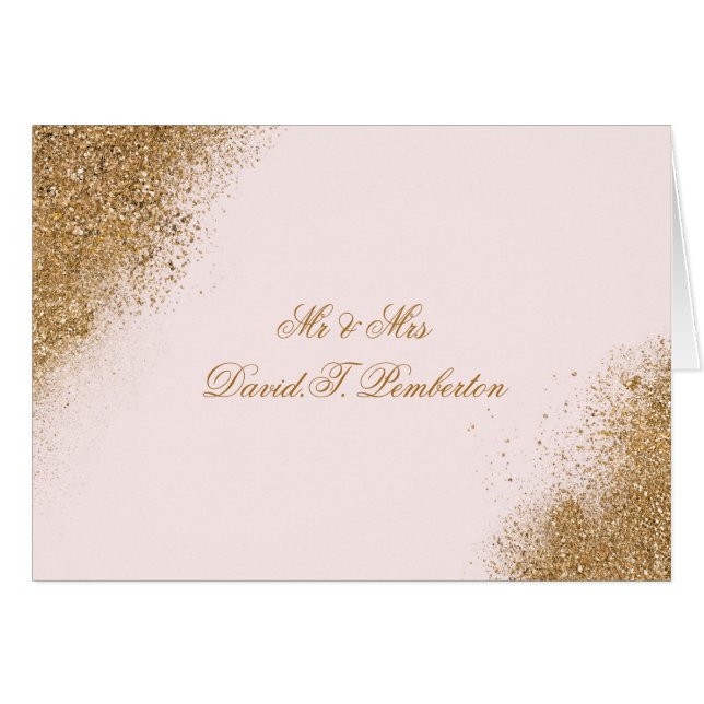 Cartão Casamento Elegante de Brilhante Dourado Glitter Sp (Frente horizontal)