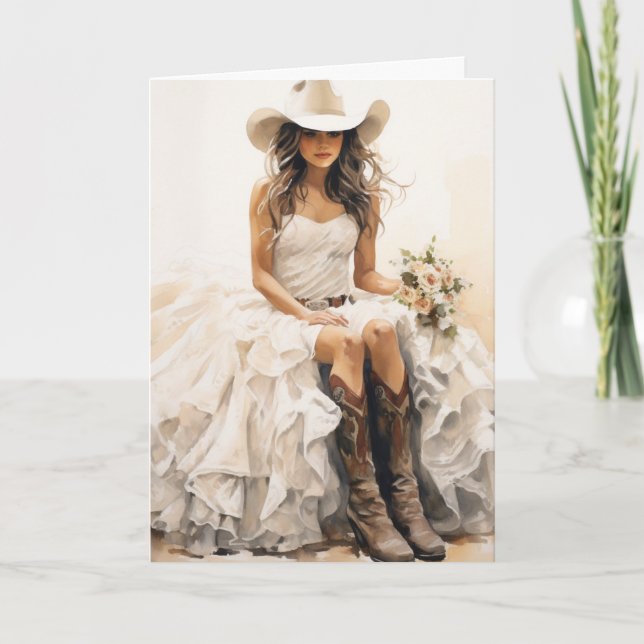 Cartão Casamento entre Stetson e Lace: Sunset Bloom Bride (Frente)