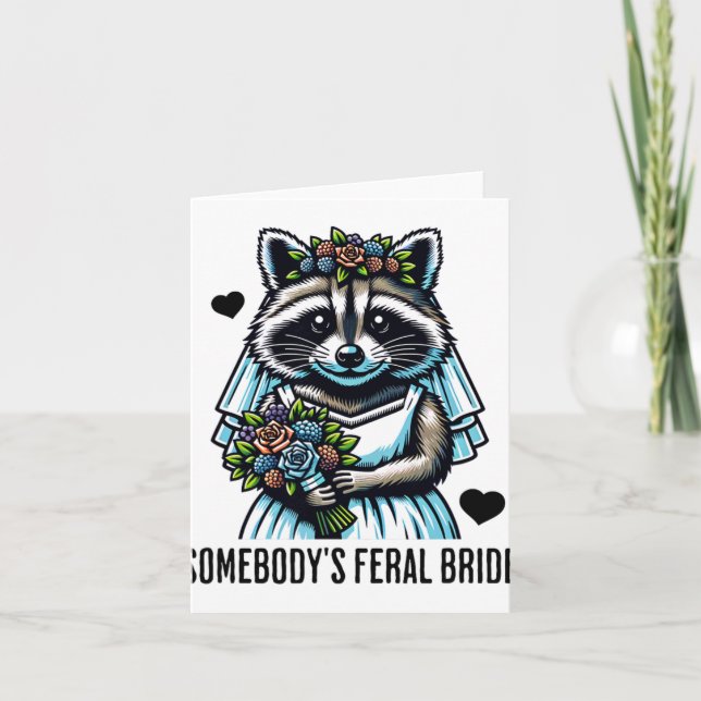 Cartão Casamento Feral da Noiva Cute Raccoon Engraçado (Frente)