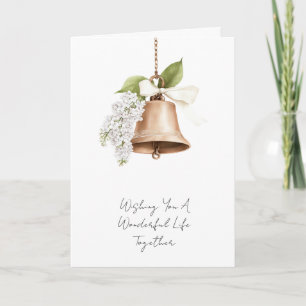 Cartão Casamento Floral Dourado Rustic Bell White