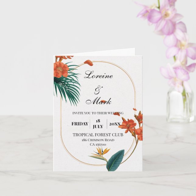 Cartão Casamento Floral Tropical Elegante (Orquídea)