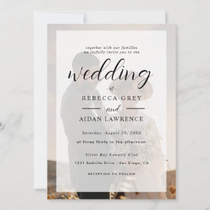 Cartão Casamento Fotográfico com Borda de Ouro Branco e P