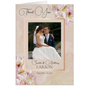 Cartão Casamento Fotográfico de Azalea, rosa Dourado