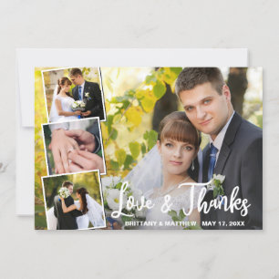 Cartão Casamento Fotográfico do Modern Collage 4 Obrigado