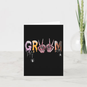 Cartão Casamento Gótico Spooky Halloween Skeleton Groom J