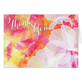 CARTÃO CASAMENTO HOLLYHOCK DE COR DE ÁGUA SUNSET DE FIERA