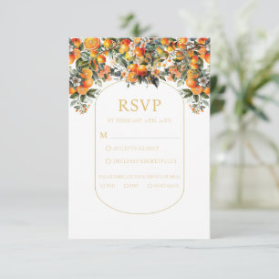 Cartão Casamento Laranja de Verão Rsvp com escolha de ref