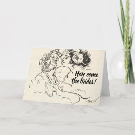Cartão Casamento Lésbico Vintage Beijando Cuecas