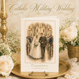 Cartão Casamento Militar Católico Vintage Noiva Noivo