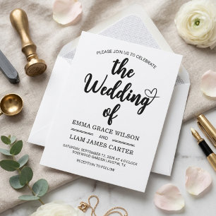 Cartão Casamento Moderno em Preto e Branco