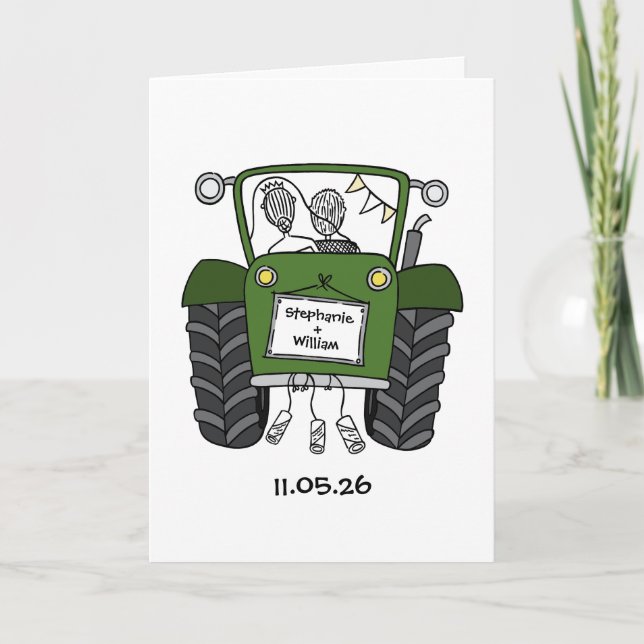 Cartão Casamento no País do Trator Verde (Frente)
