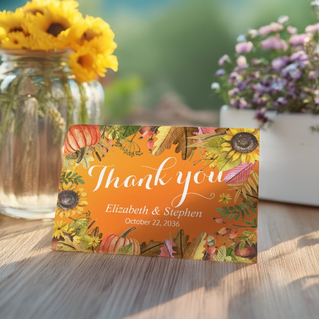 Cartão Casamento outono Obrigado Mapeamento de Outono Dei (Criador carregado)