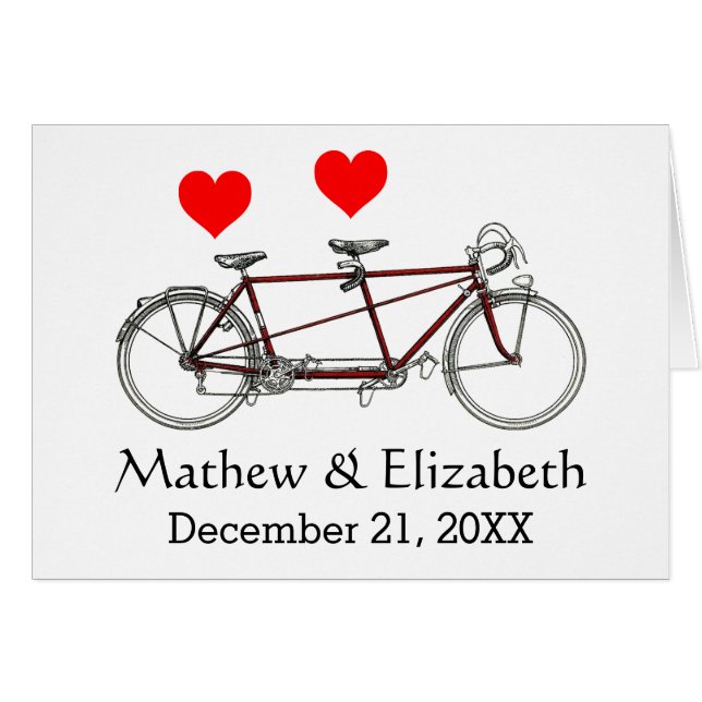 Cartão Casamento Personalizado Da Bicicleta De Bicicleta  (Frente horizontal)