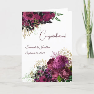 Cartão Casamento Personalizado Floral da Elegante Burgund