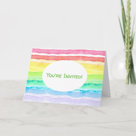Cartão Casamento Rainbow Watercolor