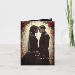 Cartão Casamento Romântico na Elegância Preta