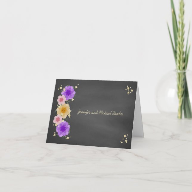 Cartão Casamento Russo Floral Chalkboard (Frente)