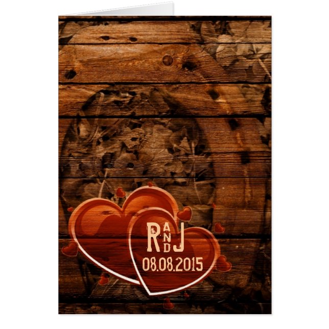 Cartão Casamento Rustic Western Barn Wood (Frente)