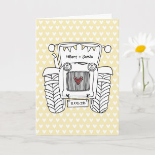 Cartão Casamento Rústico de Trator Personalizado no Campo