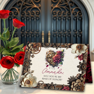 Cartão Casamento Steampunk Você será minha Madrinha de