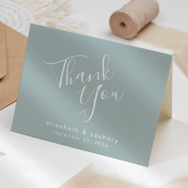 Cartão Casamento Verde Do Mar De Vidro Moderno Obrigado