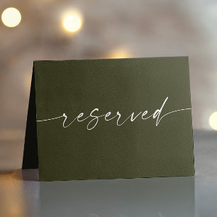 Cartão Casamento Verde Oleícola Escuro   Sinal Reservado 