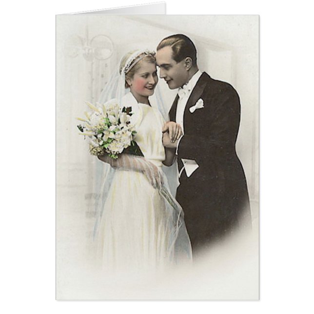Cartão Casamento vintage em branco (Frente)