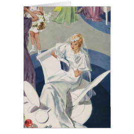 Cartão Casamento vintage, Meio século Moderno Arte Noiva