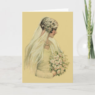 Cartão Casamento vintage, Retrato de Noiva Vitoriana