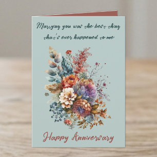 Cartão Casando com você flores esposa aniversário de casa