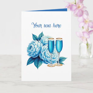 Cartão Casar Champagne flores personalizáveis fofas