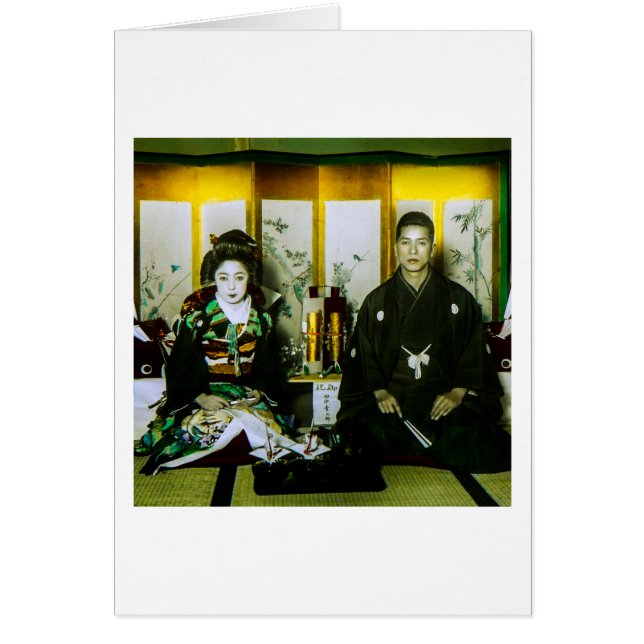 Cartão Casar-se em Japão velho o casal feliz (Frente)