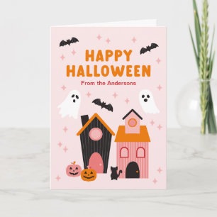 Cartão Casas Assombradas de Halloween Cute Spooky