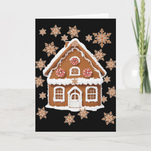 Cartão Casas de Pão de Mel e Flocos de Neve Doce Natal