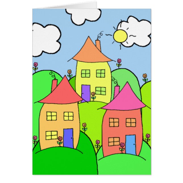 Cartão Casas e colinas (Frente)