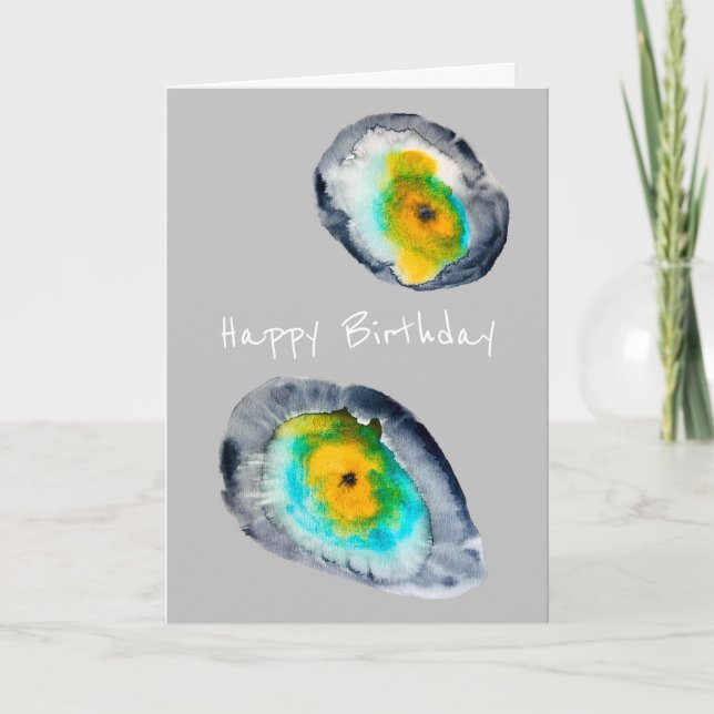 Cartão cascas de ostras abstrato de aquarelas (Frente)