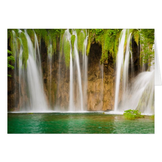 Cartão Cascata de Verão Verde (Frente Horizontal)