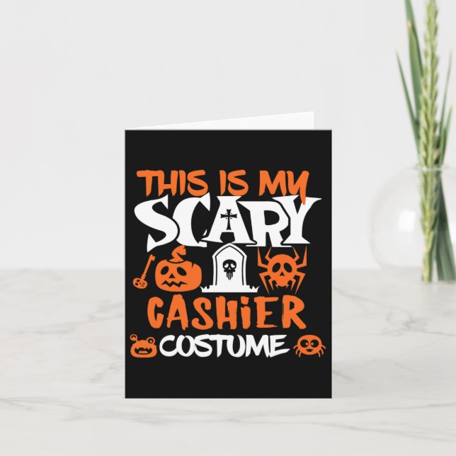 Cartão Cashier Halloween Shirt Figurume Homens Engraçados (Frente)
