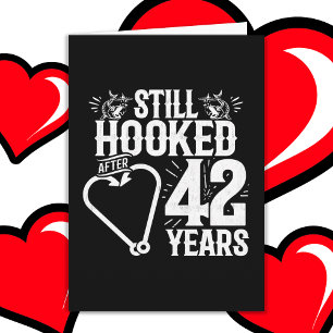 Cartão Casou-se 42 Anos Pescendo Funny 42. Aniversário