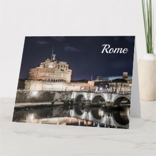 Cartão Castel Sant Angelo à noite em Roma