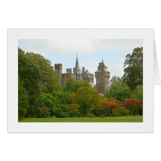 Cartão Castelo de Cardiff (Bordado Amplo) (Frente Horizontal)