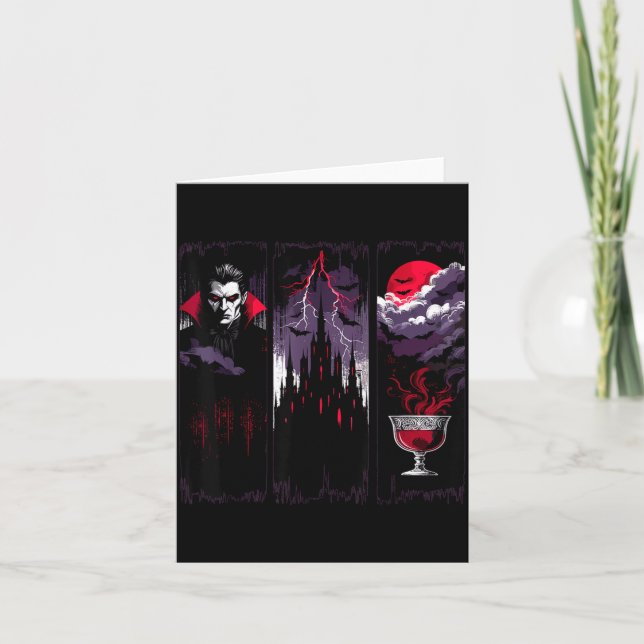 Cartão Castelo de Vampiro Gótico Terror Noite de Hallowee (Frente)