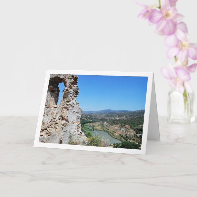 Cartão Castelo do Antigo Domeño, Valência, Espanha (Orquídea)